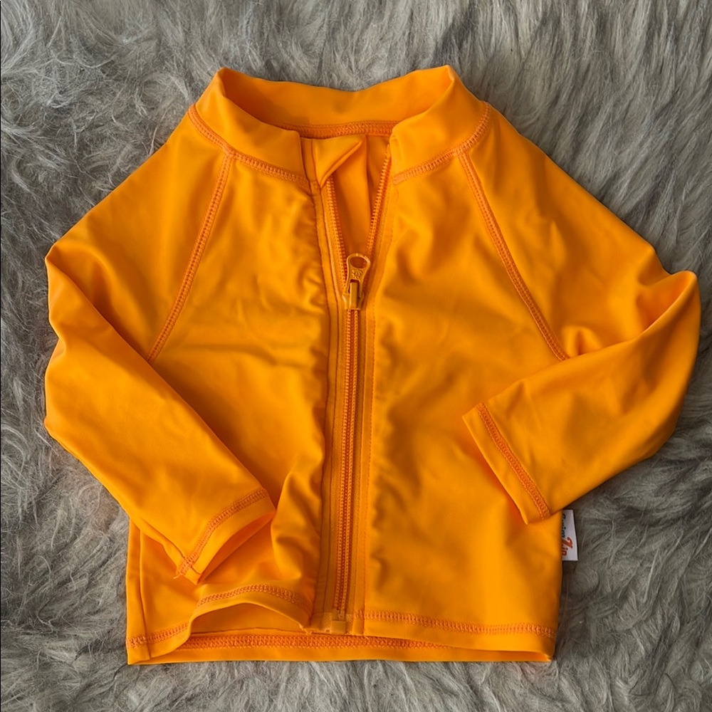 Infant Bright Orange Swim Zipper Top